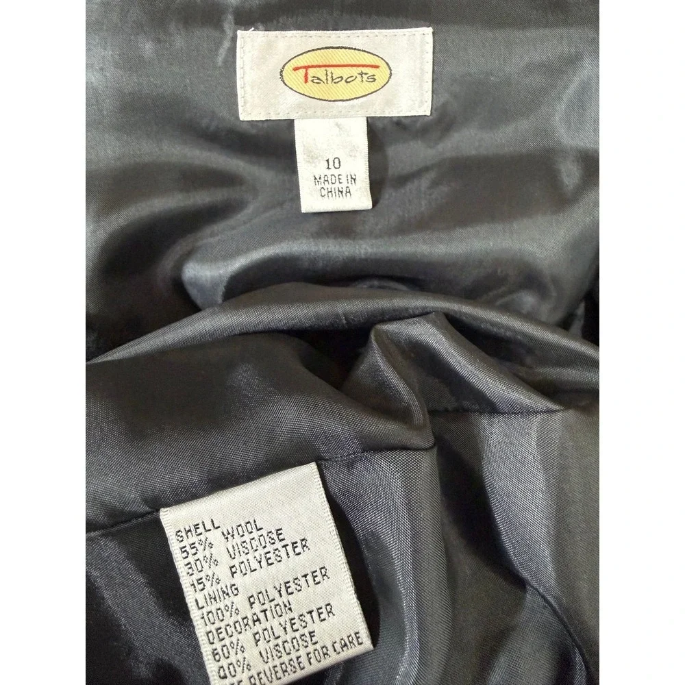 VTG Talbots Black Lined Wool Blend Embroidered Maxi Skirt sz‎ 10